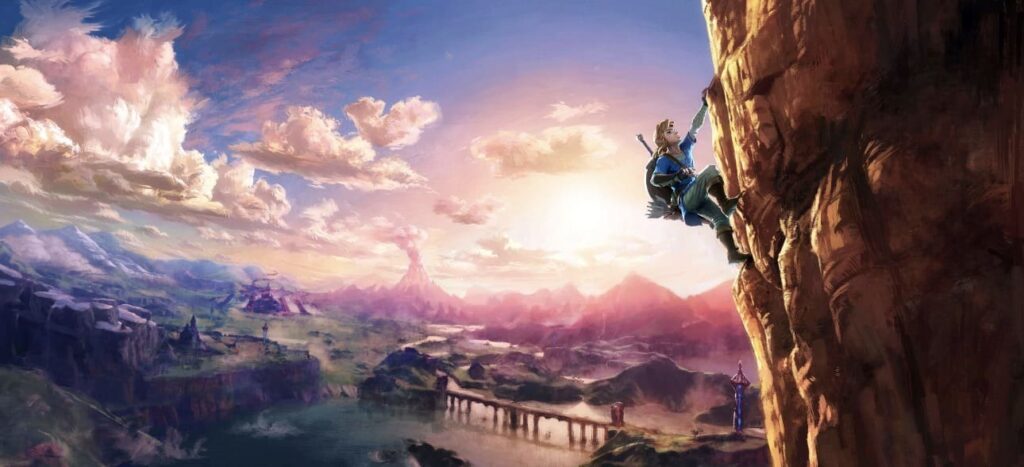 Zelda yüksel bir dağa tırmanırken